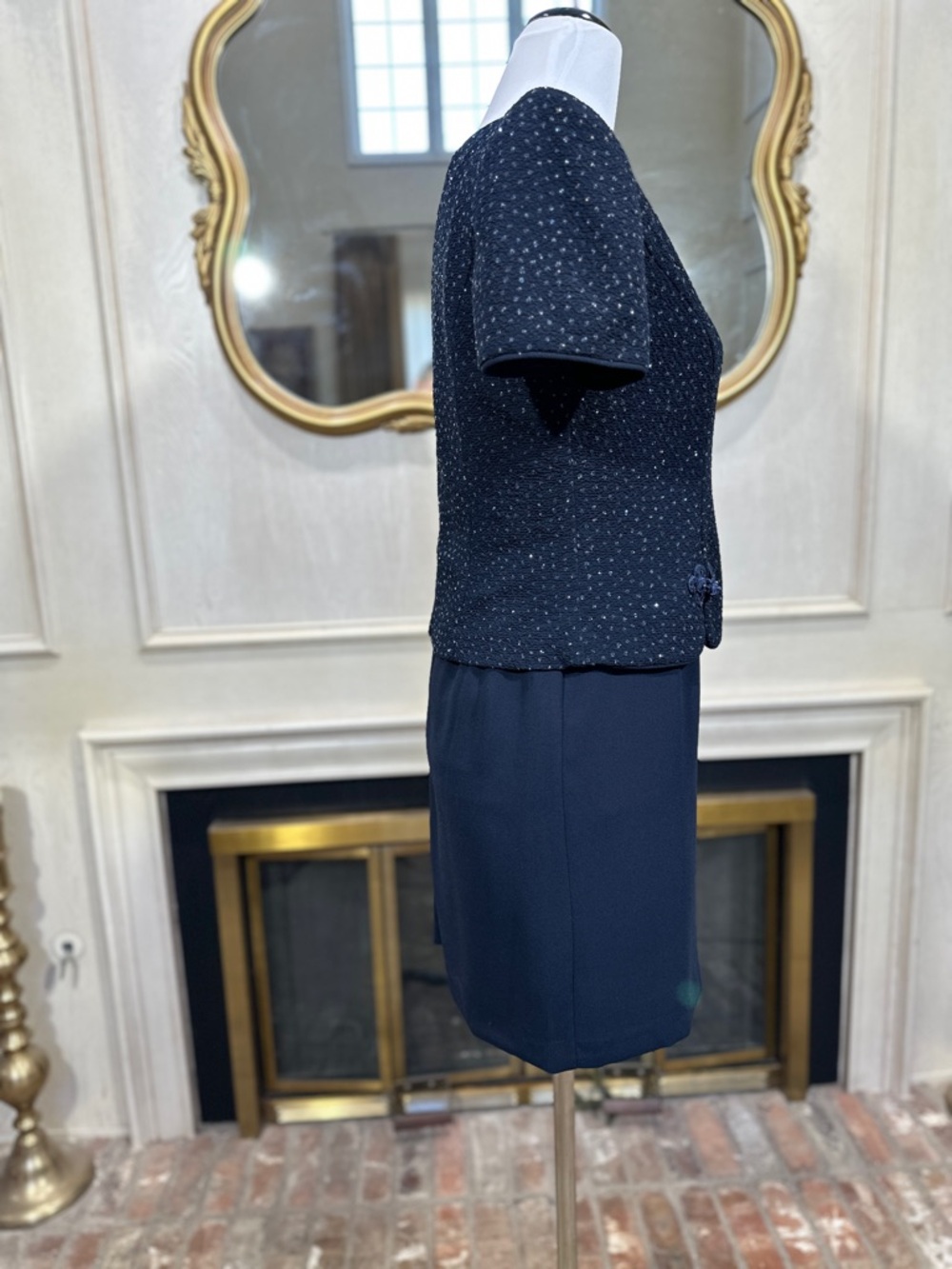 Jessica Howard Dress Size 8 Petite Vintage Navy Sequin Evening 90s Luxe - Picture 6 of 10